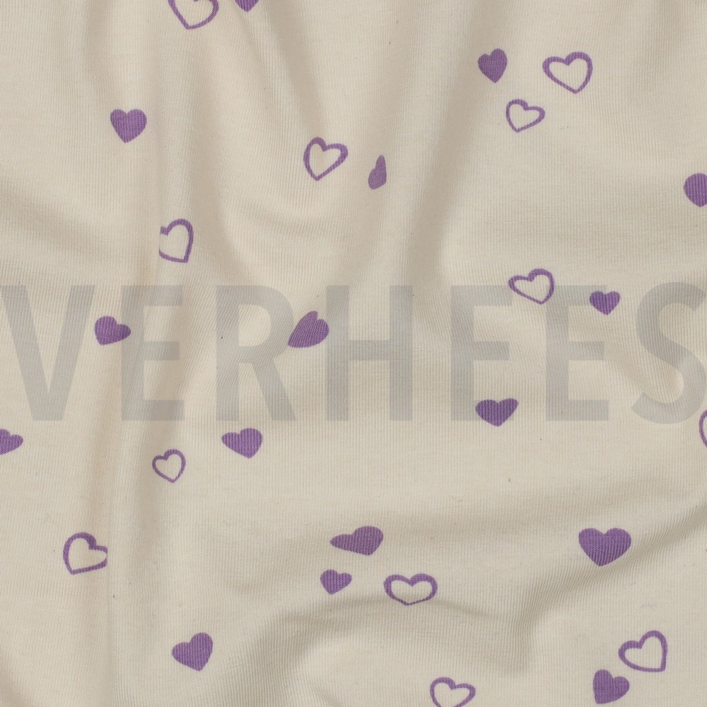 JERSEY GOTS NATUREL CŒURS NATUREL/LILAS #7