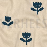 JERSEY CÔTELÉ GOTS NATURAL FLEURS NATUREL/PÉTROLE (thumbnail) #2