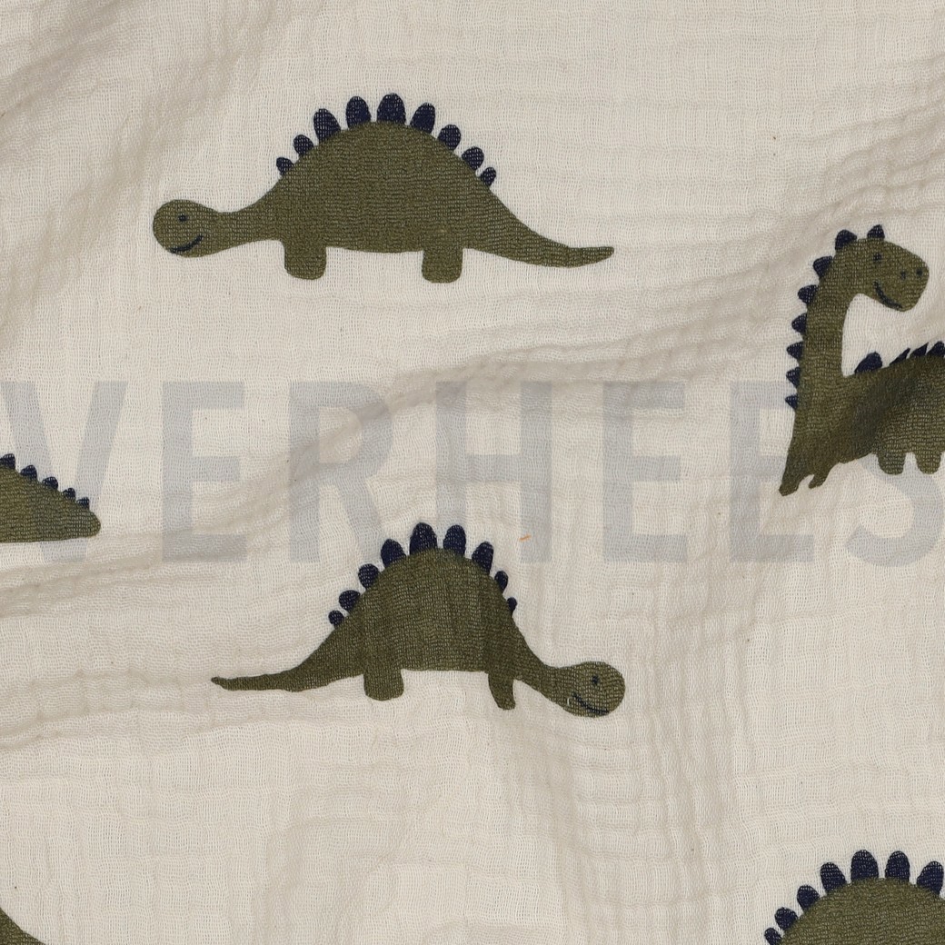 DOUBLE GAUZE GOTS NATURAL DINOSAURS NATURAL #7
