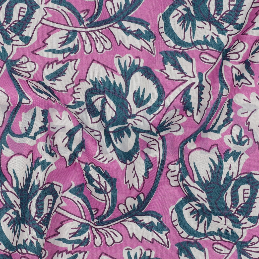HANDCRAFTED BLOCK-PRINTED COTTON FLOWERS VIOLET #7