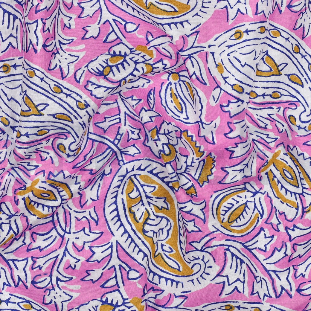 COTON IMPRIMÉ BLOCK FAIT MAIN PAISLEY ROSE #7