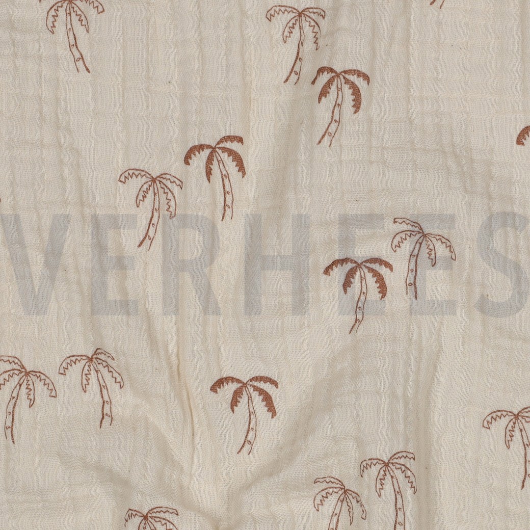 DOUBLE GAUZE GOTS NATURAL PALMTREES NATURAL #7