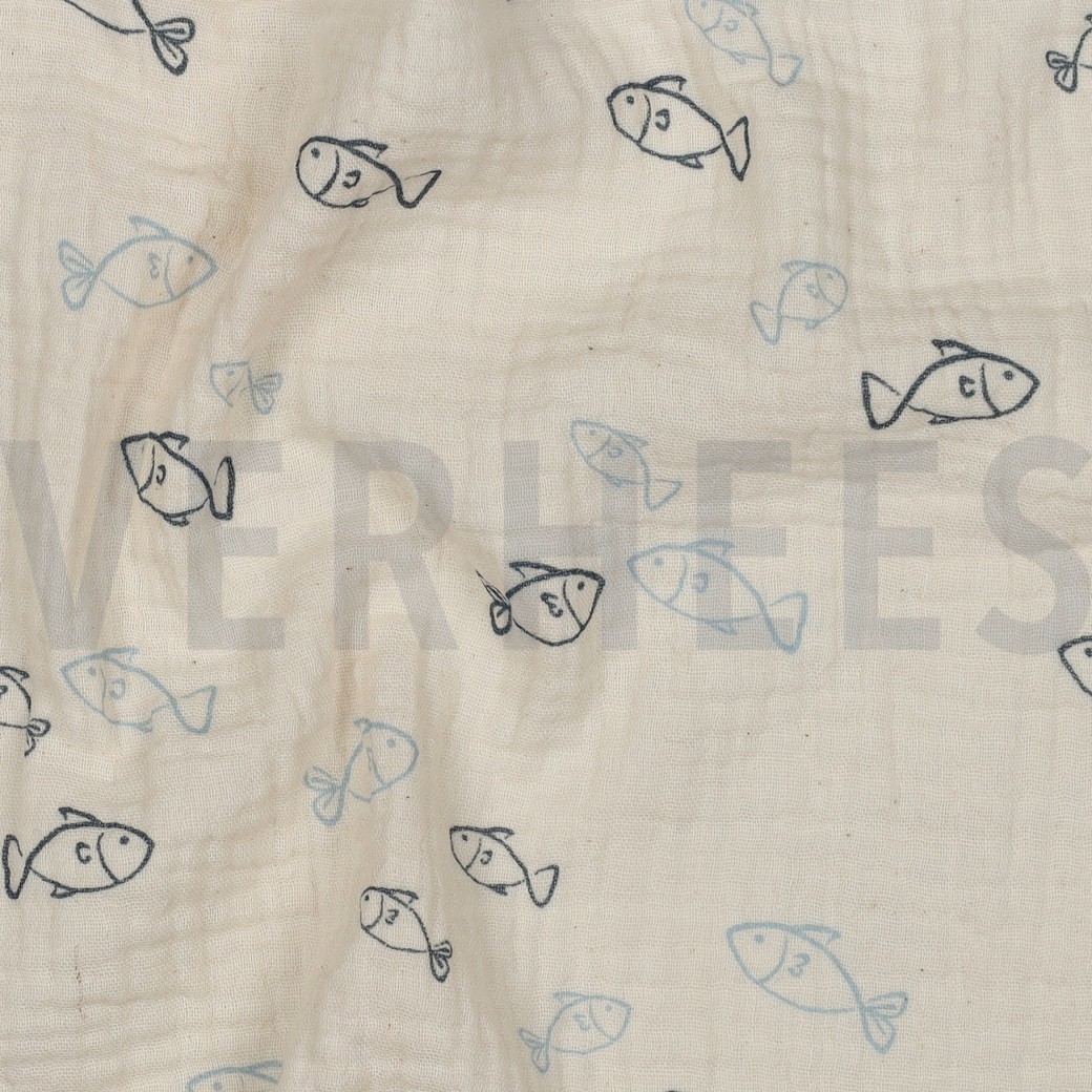 DOUBLE GAUZE GOTS NATURAL FISH NATURAL #7