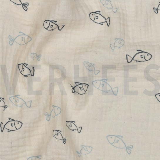 DOUBLE GAUZE GOTS NATURAL FISH NATURAL #7