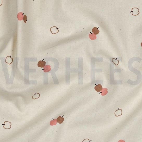 BAUMWOLLE POPELINE GOTS NATURAL ÄPFEL NATUR #7