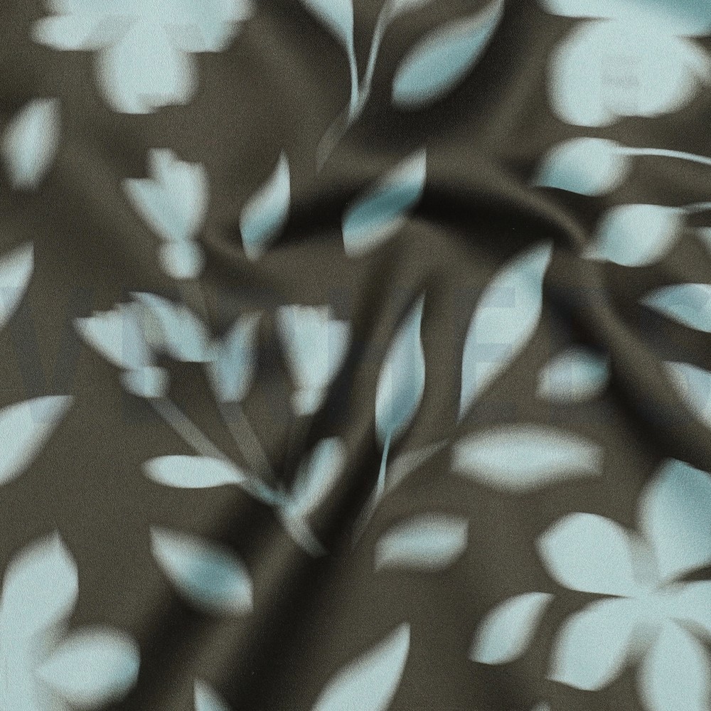 ROYAL MICRO SATIN DIGITAL FLOWERS ARMY GREEN #7