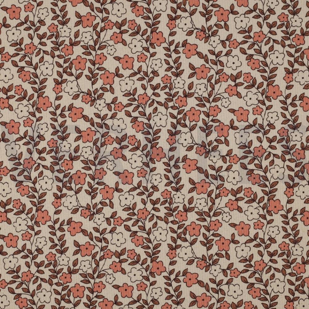 RIB JERSEY GOTS NATURAL FLOWERS NATURAL #7