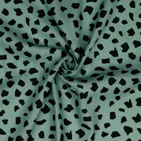 LINEN VISCOSE WASHED DOTS OLD GREEN #7