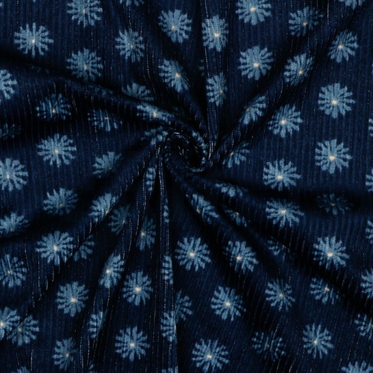 GEWASCHEN CORDUROY BLUMEN MARINEBLAU #7