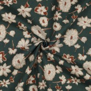 LINNEN GEWASSEN GROTE BLOEMEN OUDGROEN (thumbnail) #2