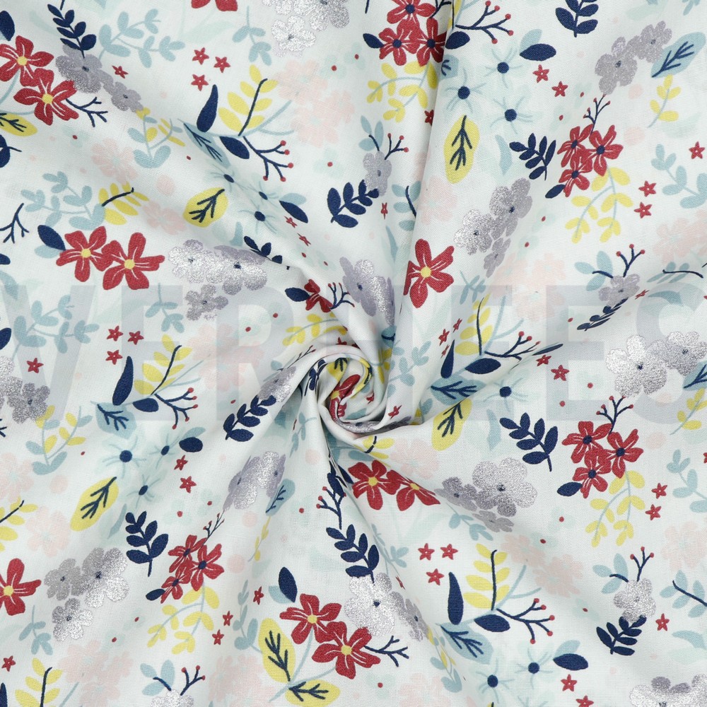 POPLIN GLITTER FLOWERS WHITE #7