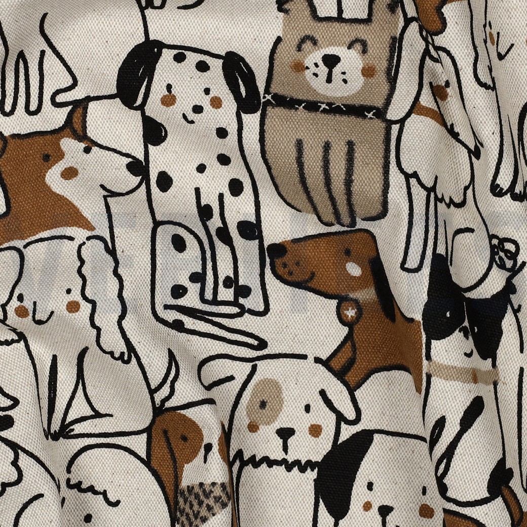 CANVAS LINEN LOOK DOGS NATURAL #7