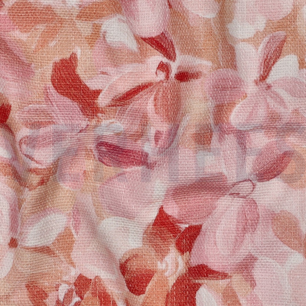 CANVAS SLUB DIGITAL FLOWERS PEACH #7