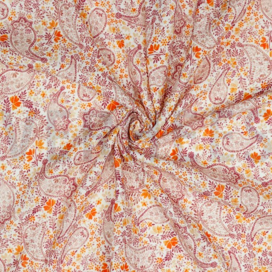 DOUBLE GAZE DE COTON PAISLEY VIEUX ROSÉ PÂLE #7