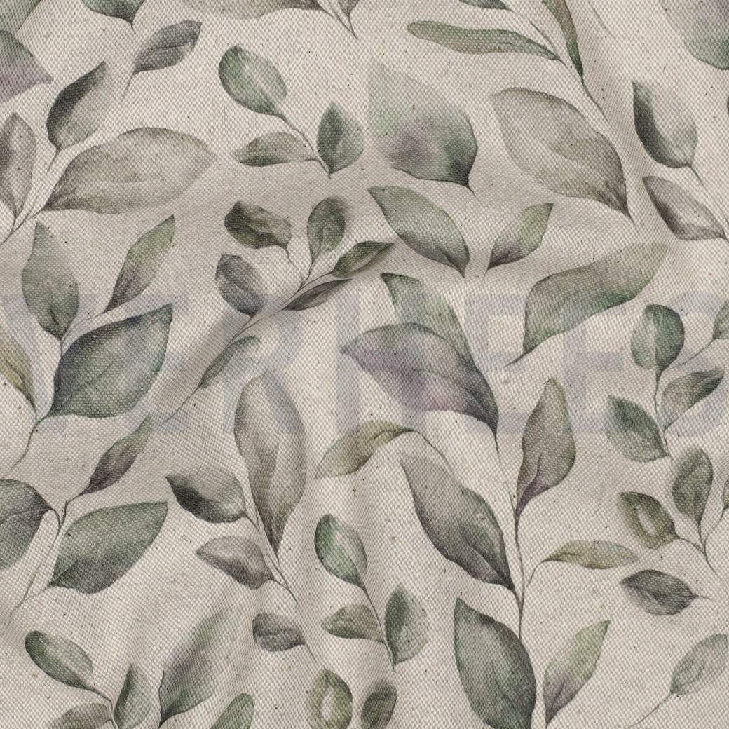 CANVAS LINEN LOOK DIGITAL LEAVES NATURAL #7