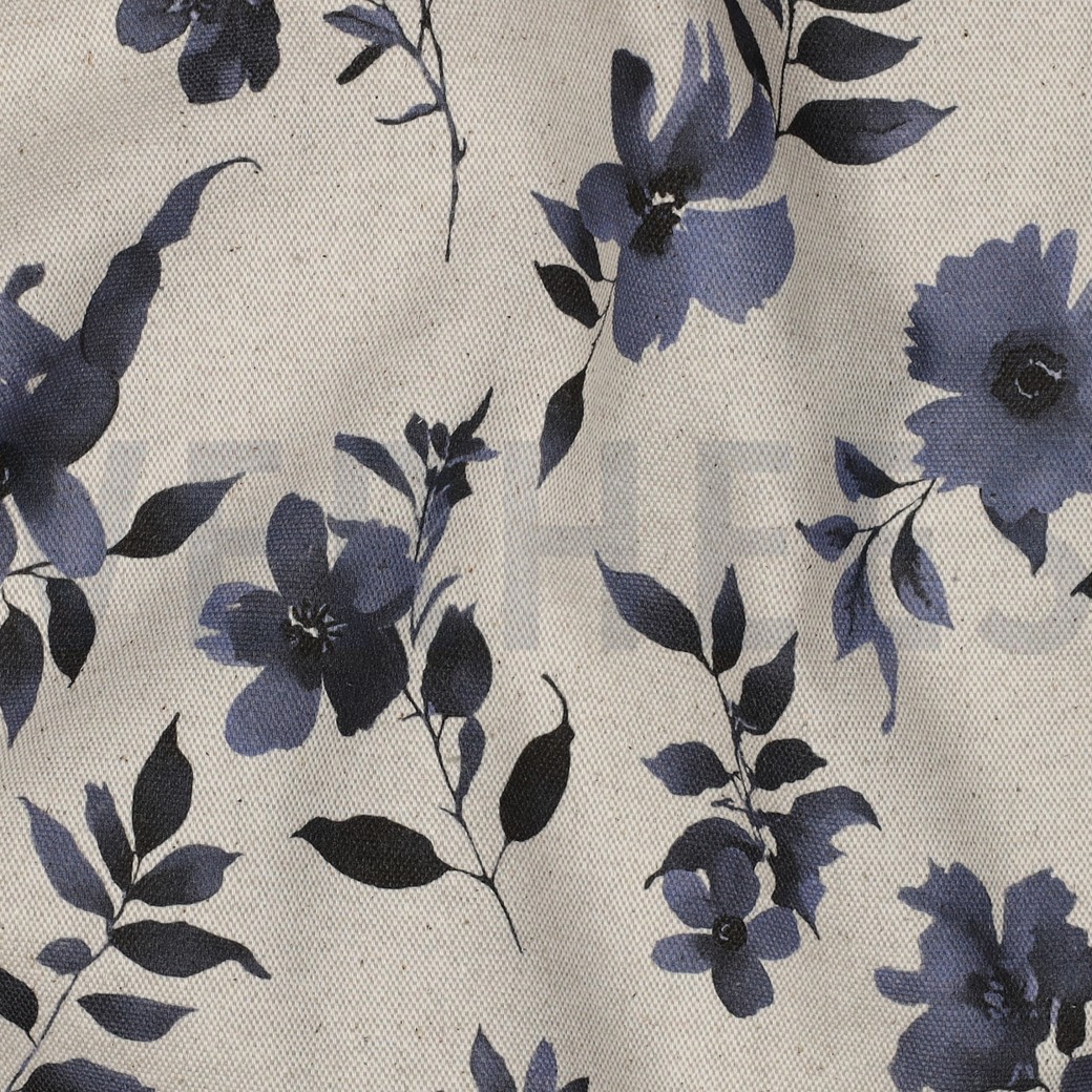 CANVAS LINEN LOOK DIGITAL FLOWERS NATURAL #7