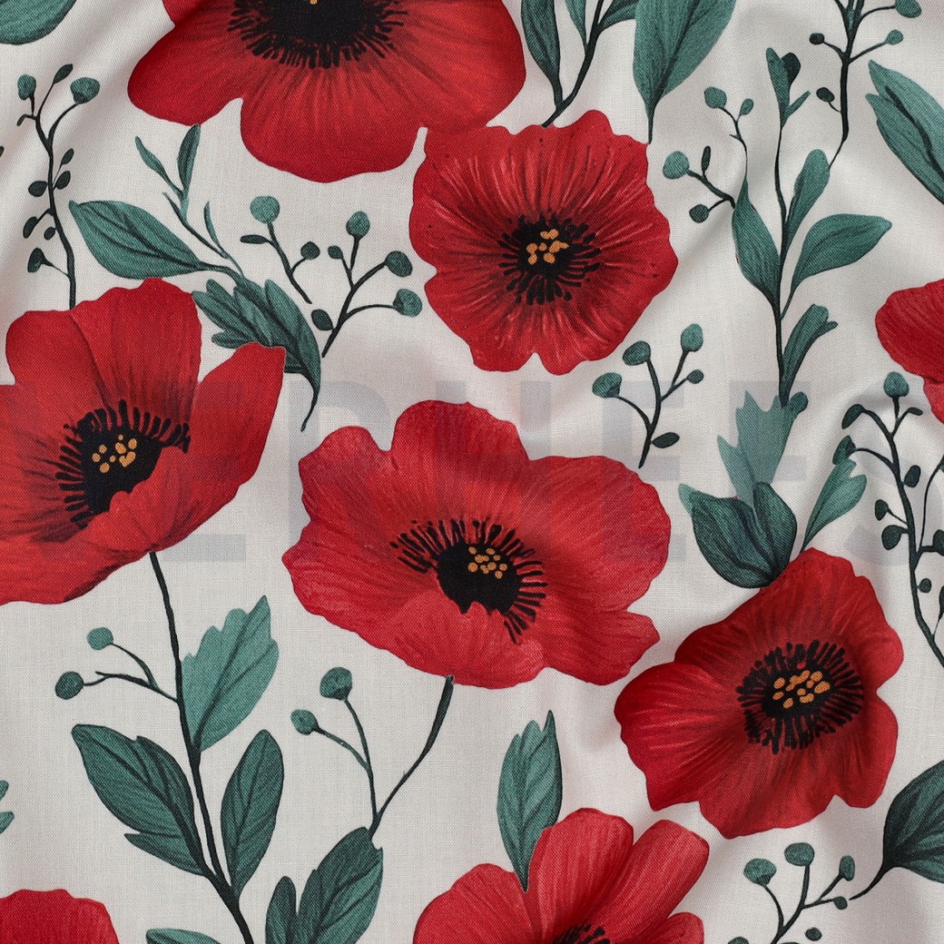 FINE POPLIN DIGITAL FLOWERS OFF WHITE #7