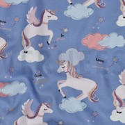 POPELINE DE COTON LICORNES BLEU (thumbnail) #2