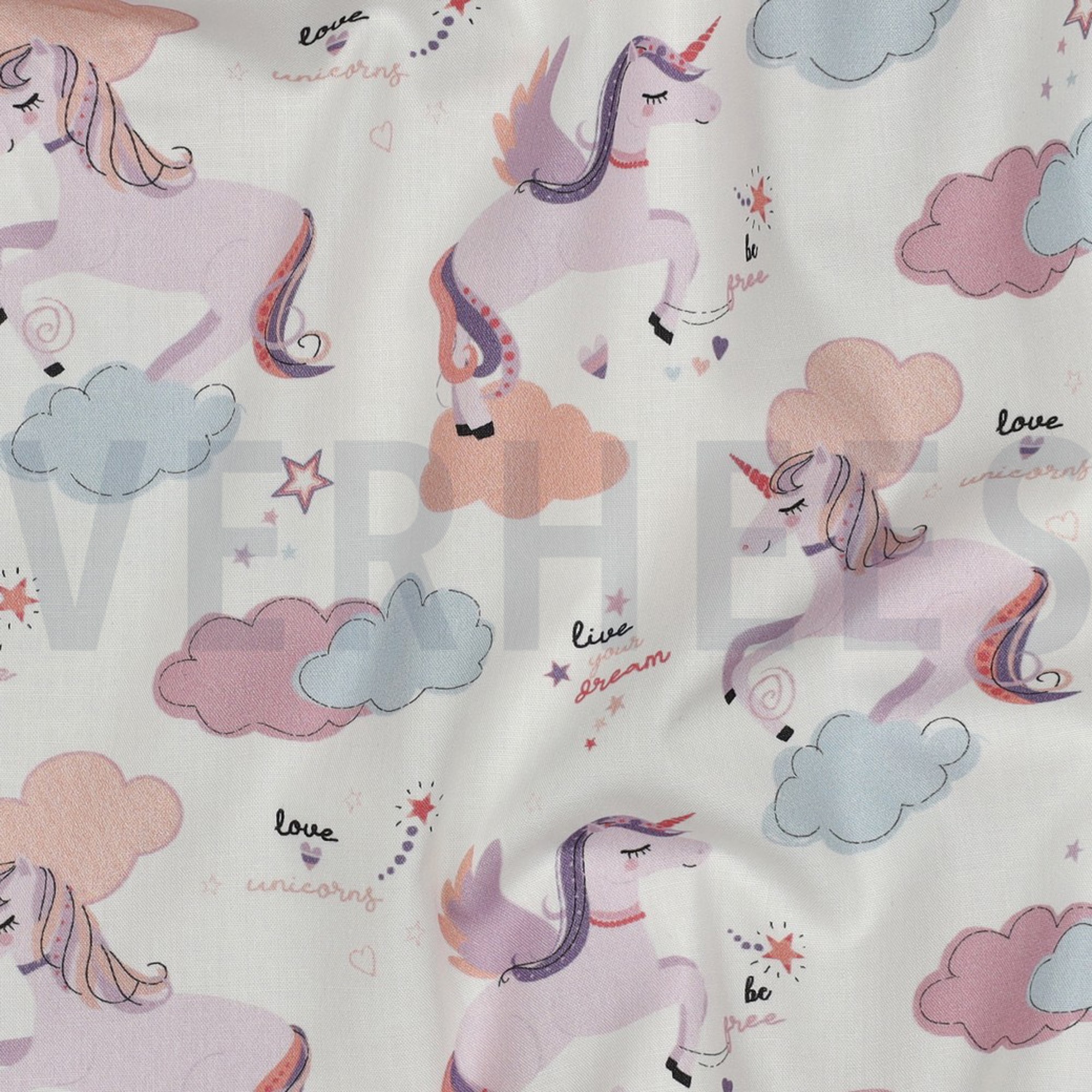 KATOENEN POPLIN EENHOORNS WIT (high resolution) #2