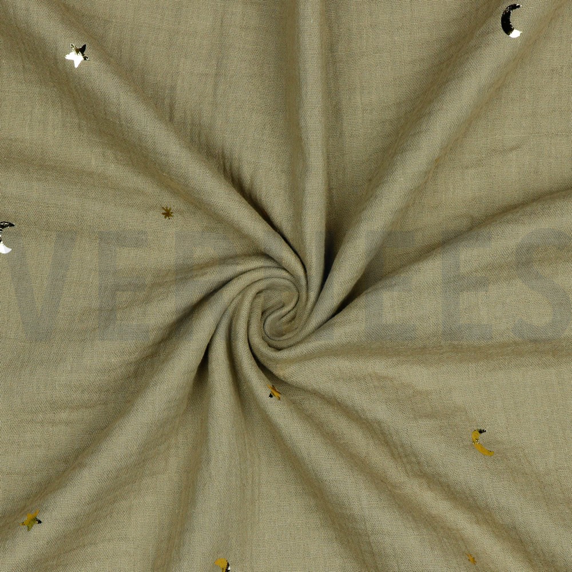 DOUBLE GAUZE FOLIE MAAN EN STERREN TAUPE (high resolution) #2