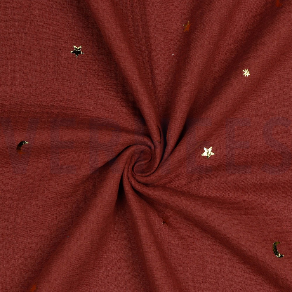 MUSSELIN FOLIE MOND UND STERNE BORDEAUXROT #7