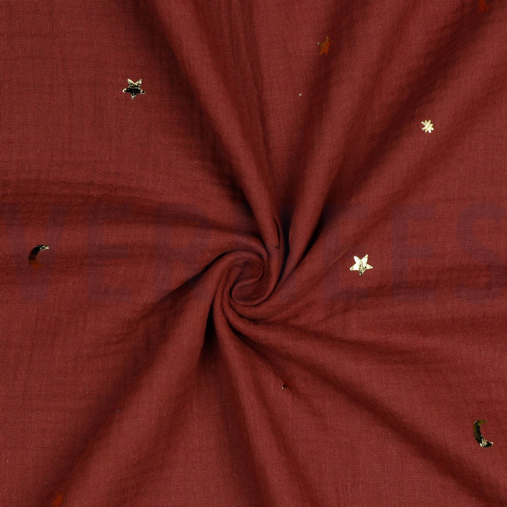 DOUBLE GAUZE FOIL MOON AND STARS BURGUNDY (high resolution) #2