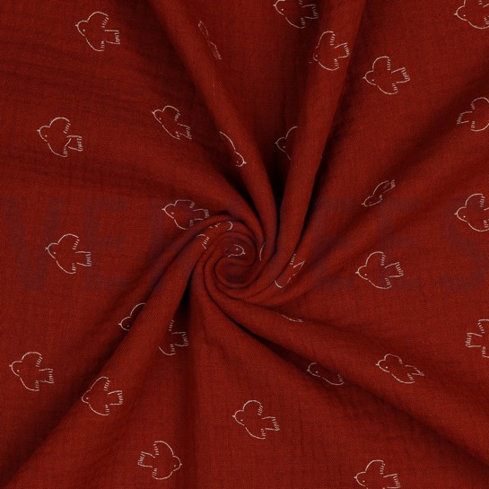 DOUBLE GAZE DE COTON OISEAUX RUST #7