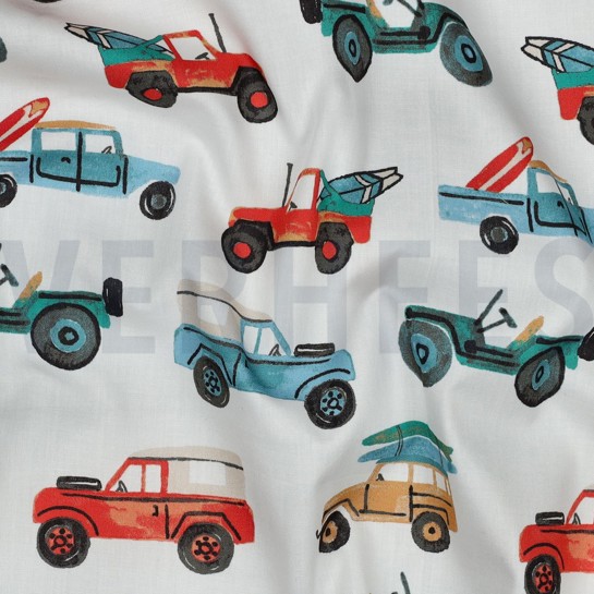 FINE POPLIN DIGITAL CARS WHITE #7