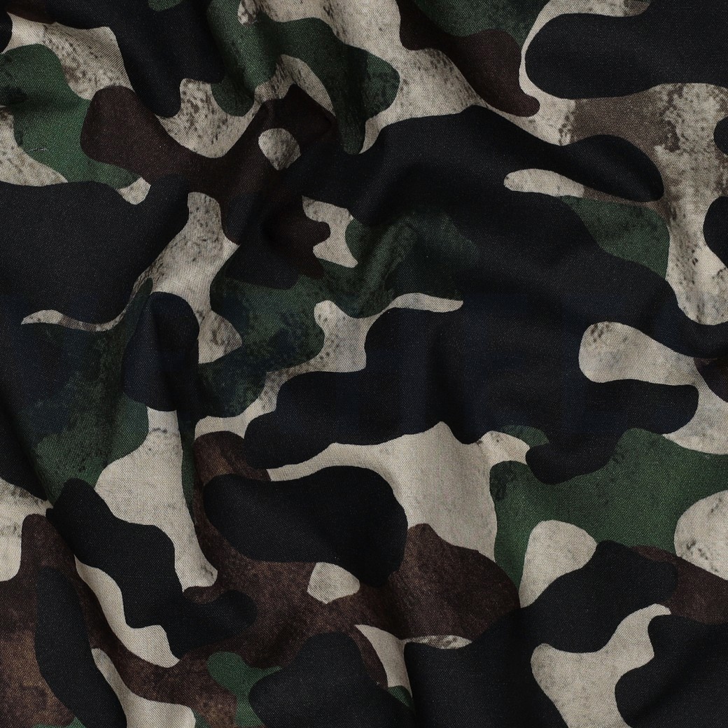 POPELINE DE COTON TISSAGE FIN DIGITAL CAMOUFLAGE VERT #7