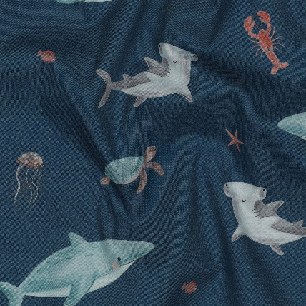 FINE POPLIN DIGITAL SEA LIFE PETROL #7