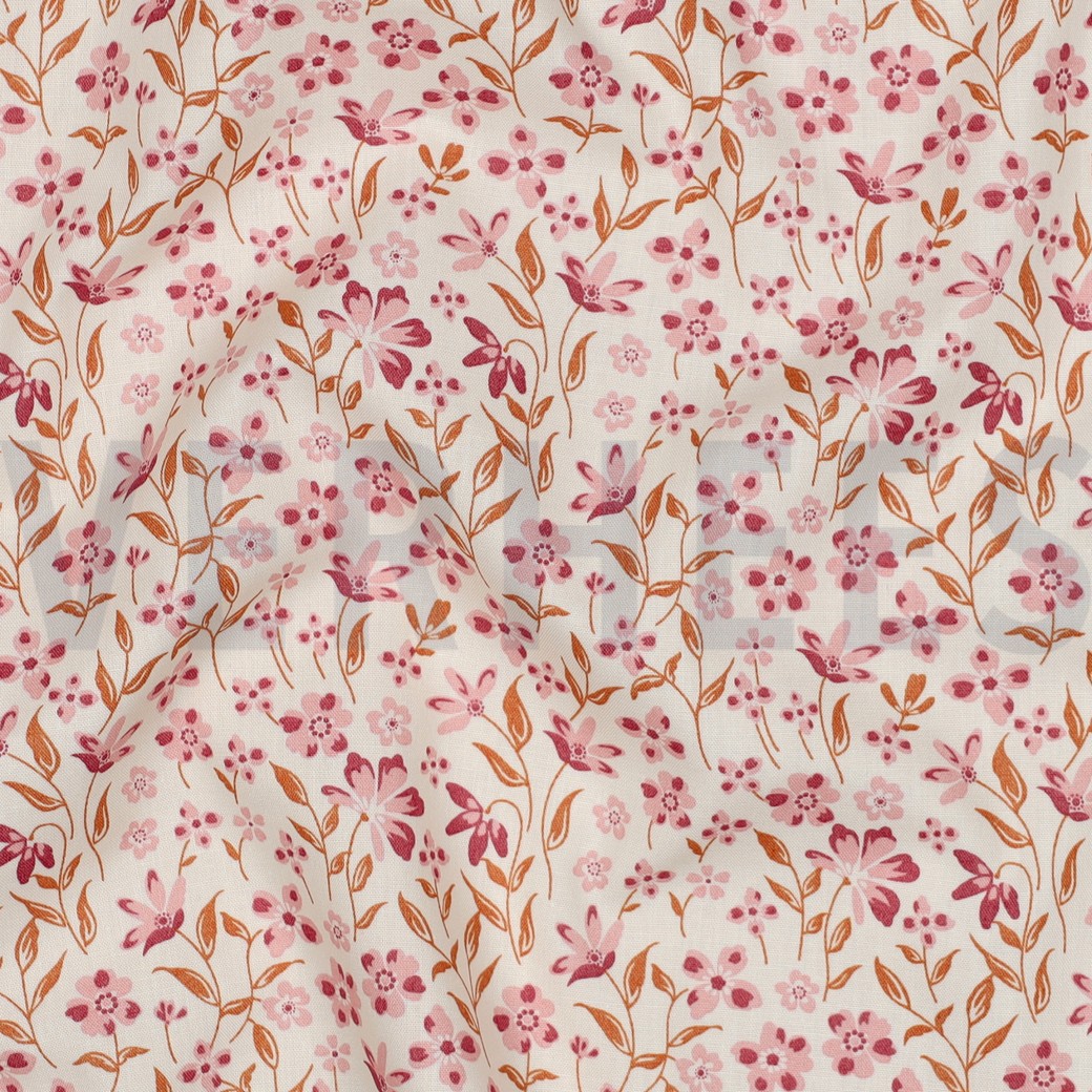 FINE POPLIN FLOWERS PINK #7