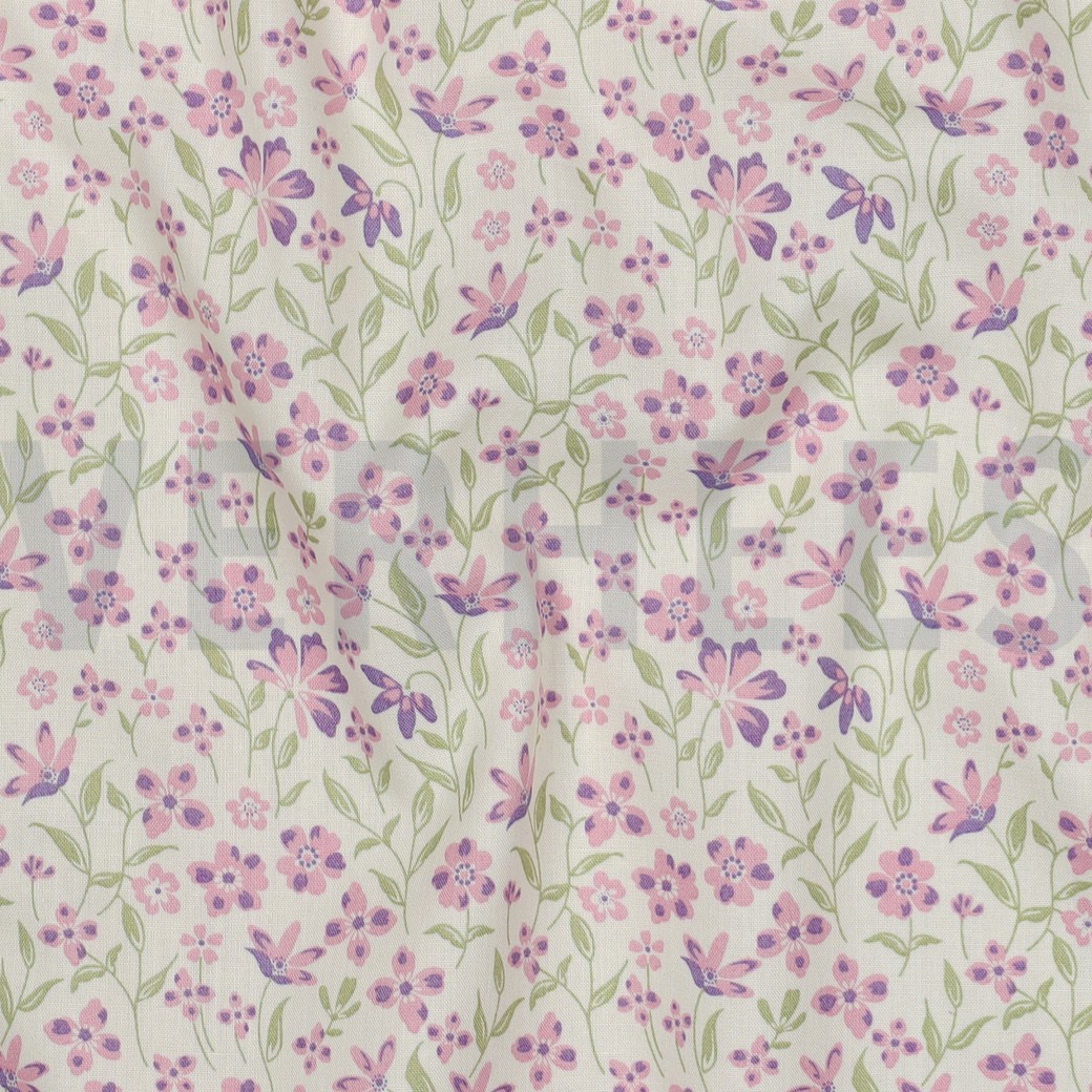 FINE POPLIN FLOWERS PURPLE #7