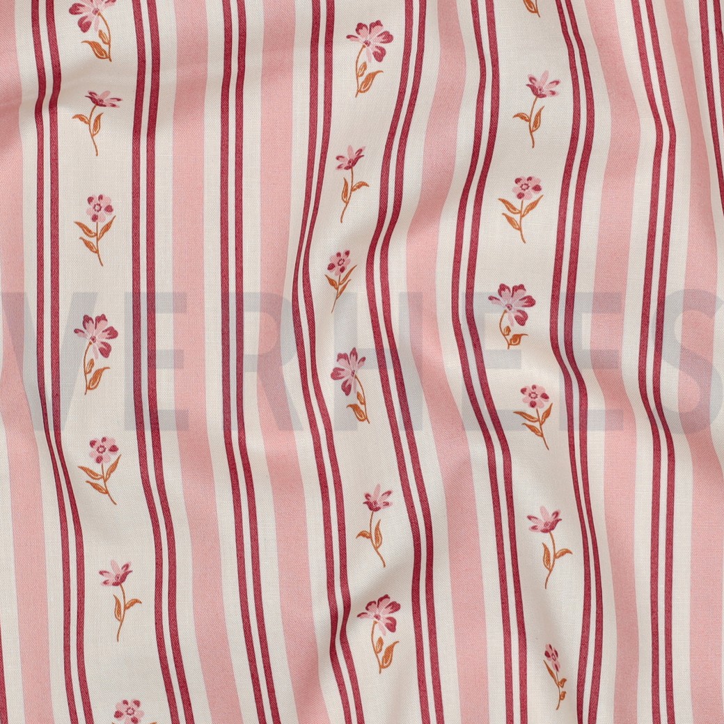 FINE POPLIN FLOWERS PINK #7