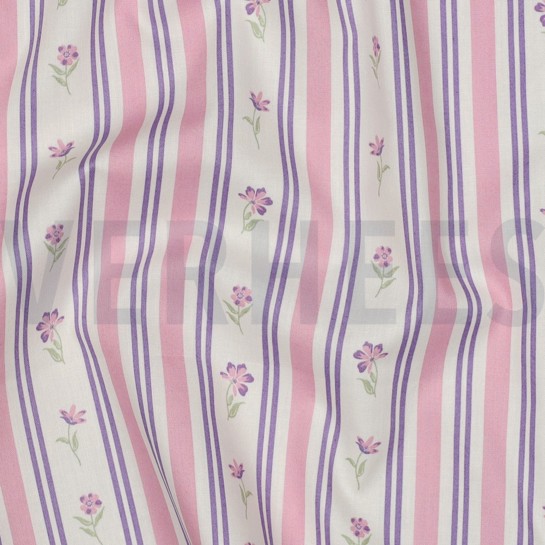 BAUMWOLLE POPELINE BLUMEN LILA/VIOLETT #7