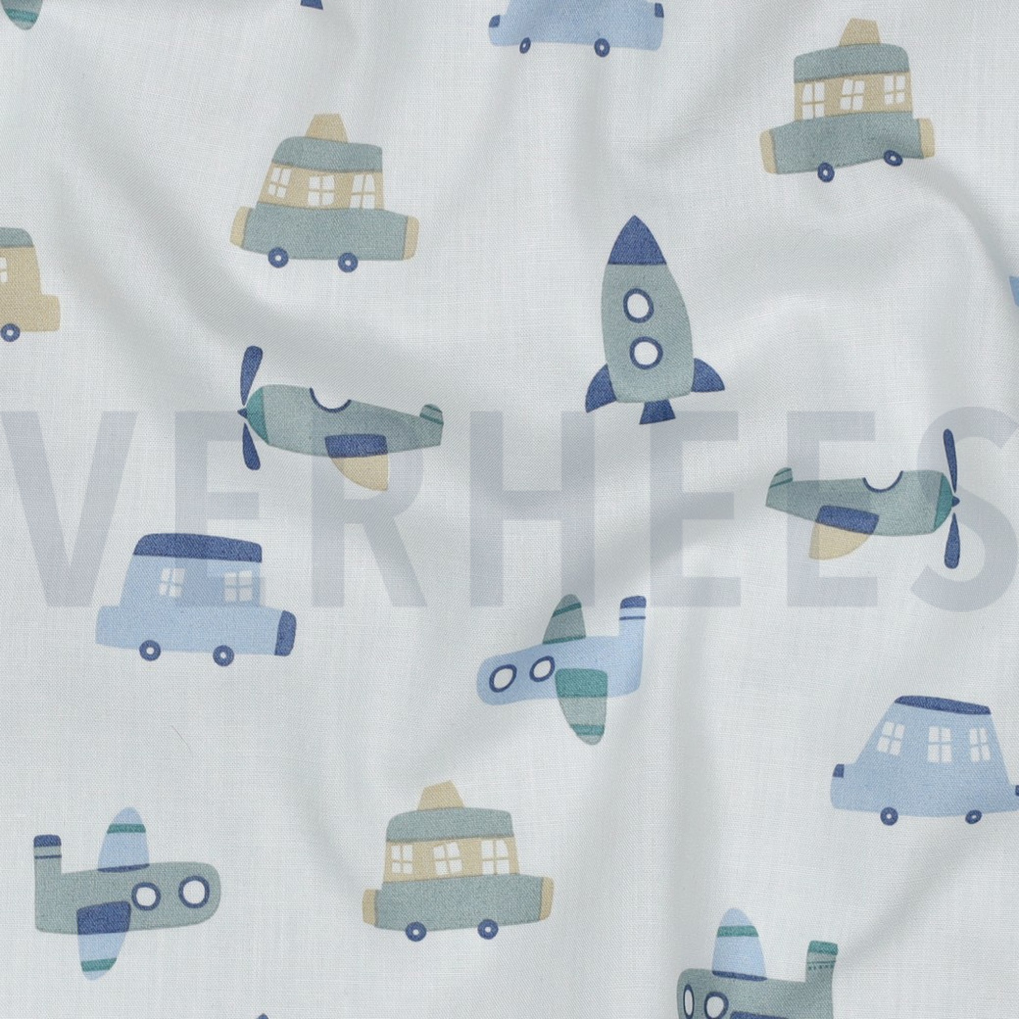 KATOENEN POPLIN VOERTUIGEN WIT (high resolution) #2