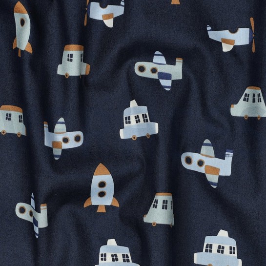 FINE POPLIN VEHICLES NAVY #7