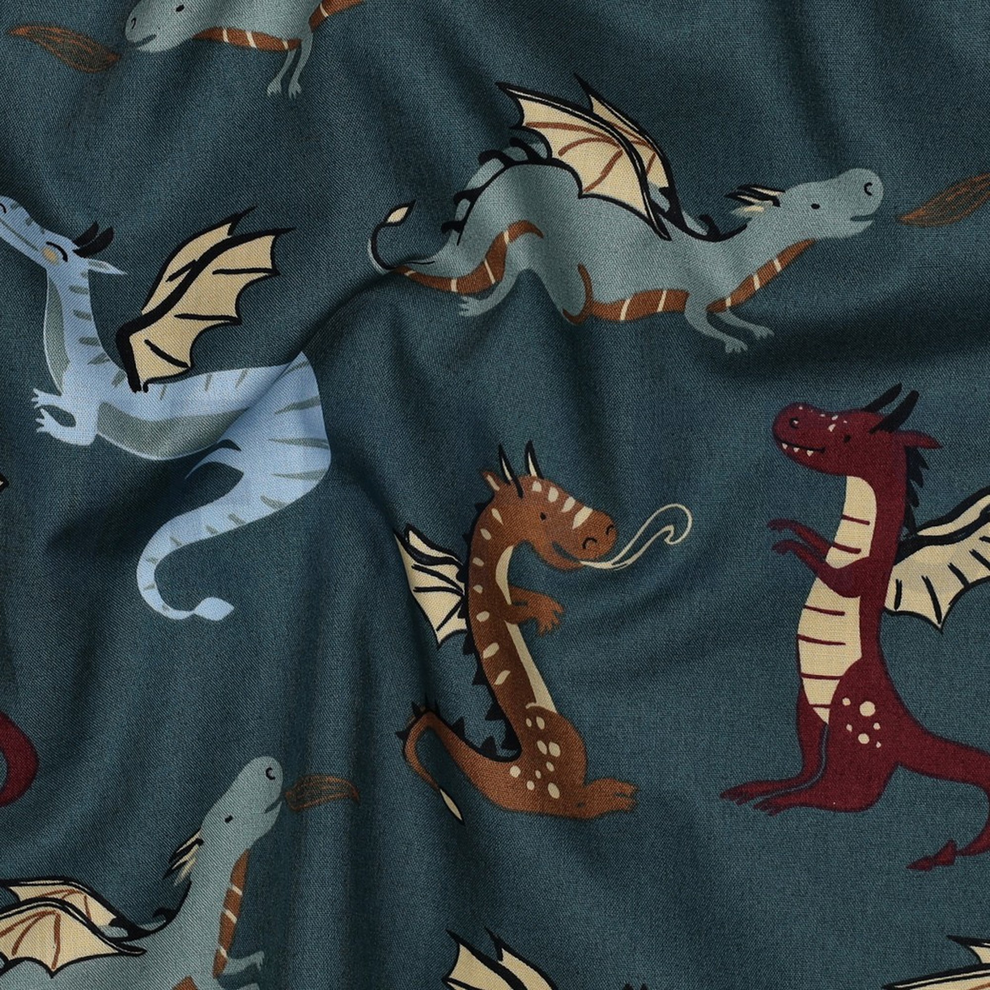 FINE POPLIN DRAGONS DARK PETROL (high resolution) #2