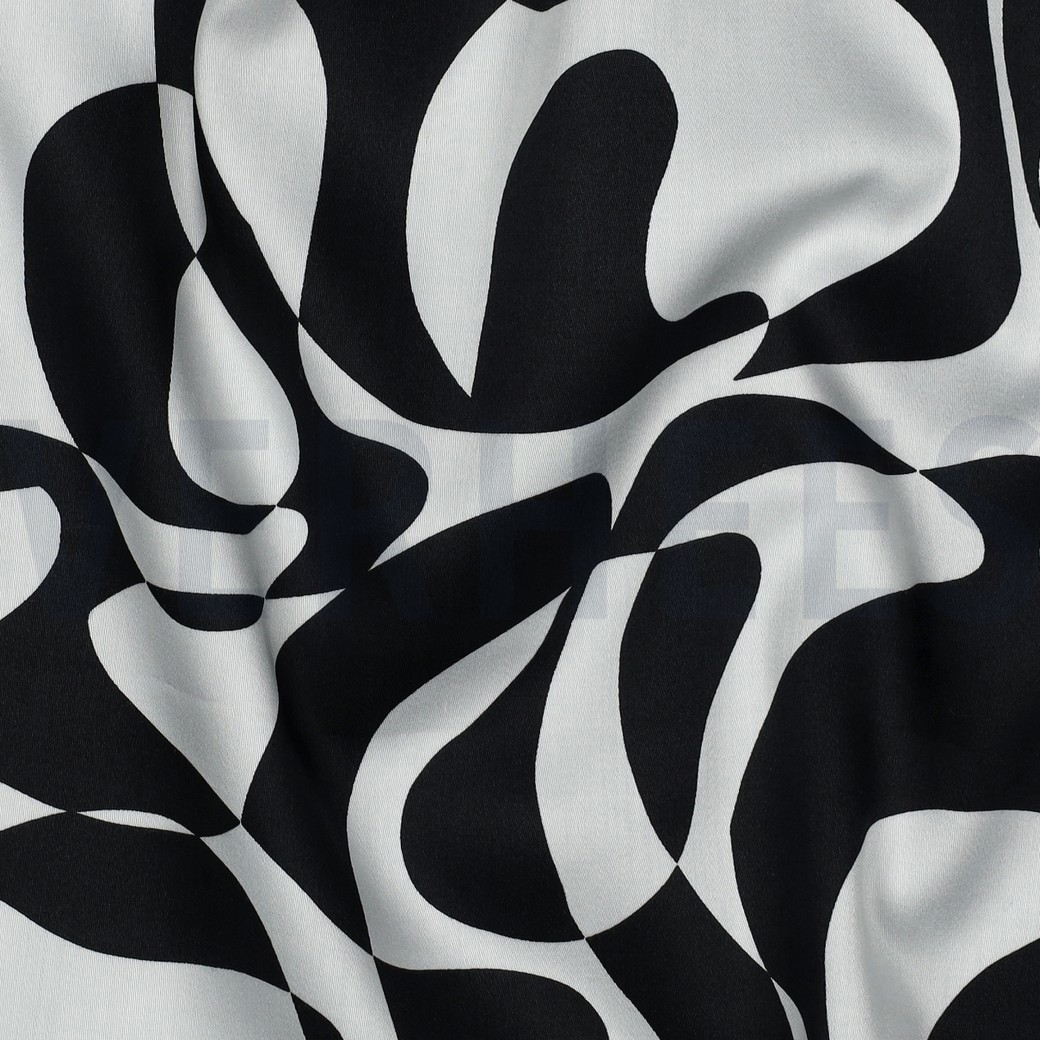 BAUMWOLLE SATIN ABSTRACT SCHWARZ #7