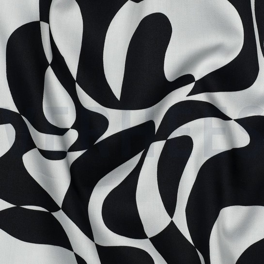 COTON SATIN ABSTRACT NOIR #7