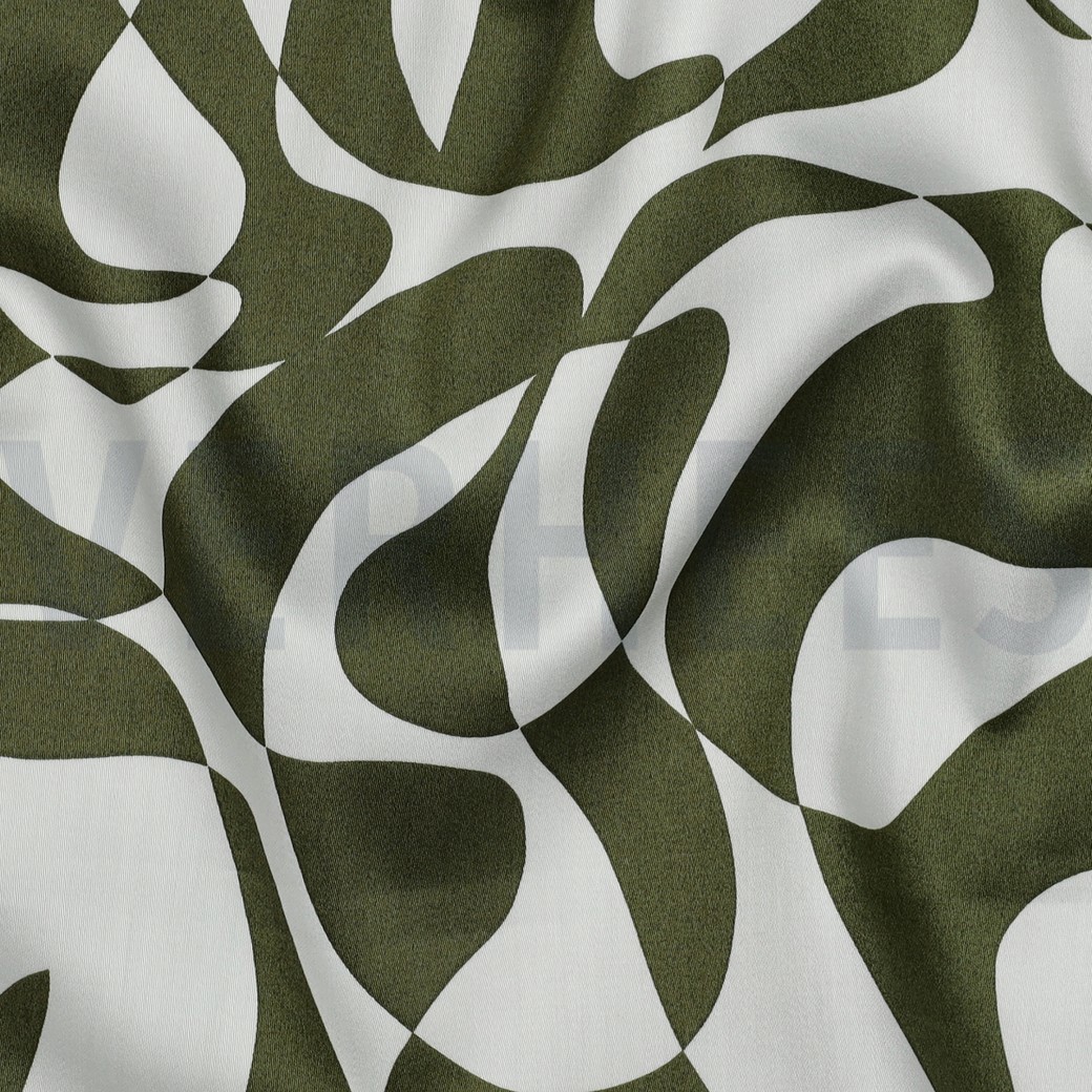 BAUMWOLLE SATIN ABSTRACT ARMEEGRÜN #7