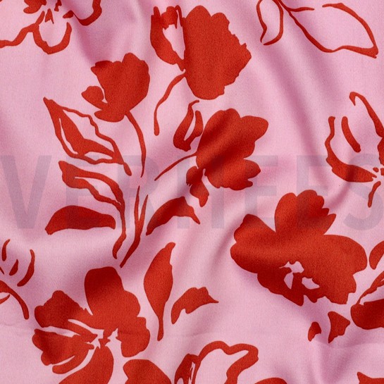 COTON SATIN FLEURS ROSE CLAIR #7