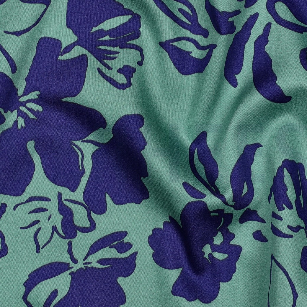 COTON SATIN FLEURS SAUGE #7
