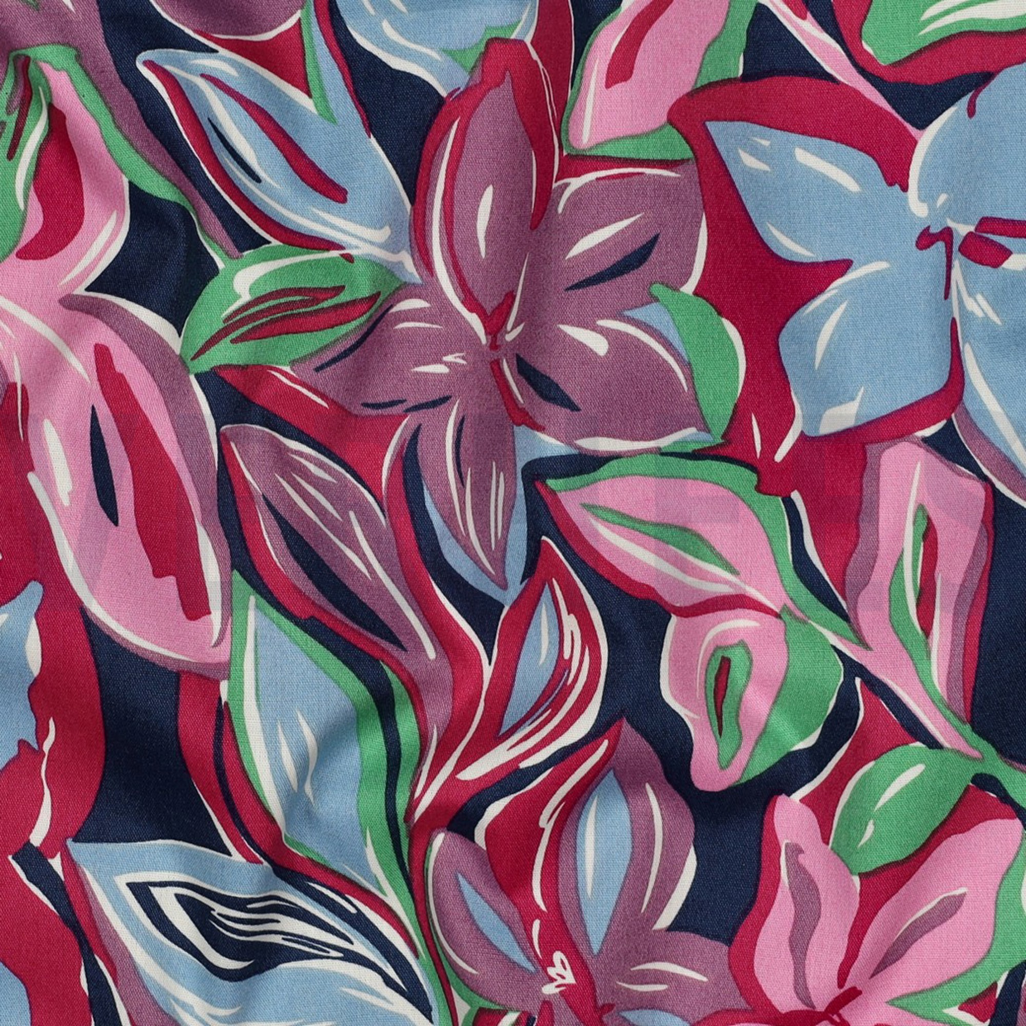 COTON VISCOSE FLEURS VERT (high resolution) #2