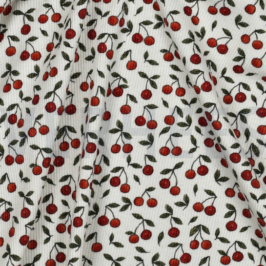 RIB JERSEY DIGITAL CHERRIES OFFWHITE #7