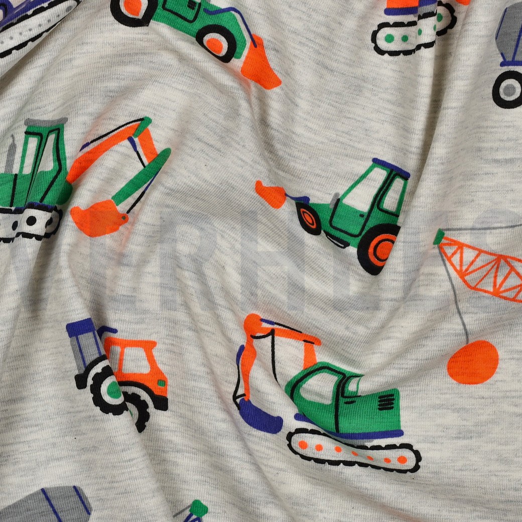 JERSEY MELANGE NEON CONSTRUCTION VEHICLES GREY #7