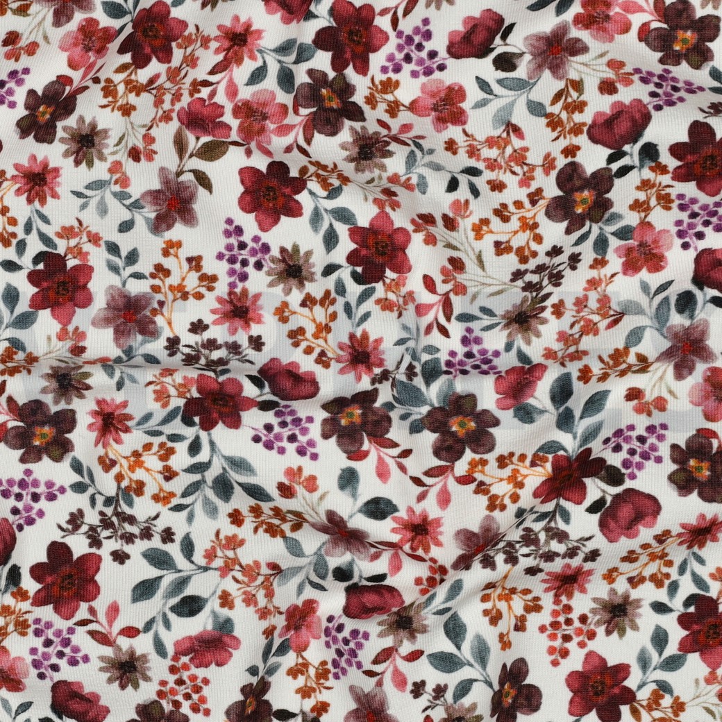 JERSEY GOTS DIGITAL FLEURS BORDEAUX #7