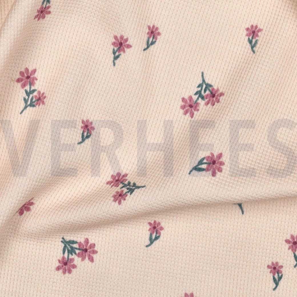 JERSEY GAUFRÉ FLEURS ROSE CLAIR #7