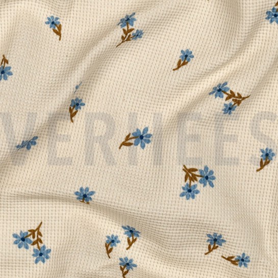 WAFFLE JERSEY FLOWERS ECRU #7
