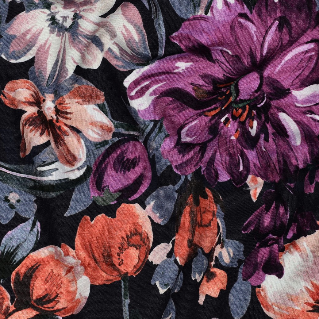 FRENCH TERRY DIGITAL BLUMEN MARINEBLAU #7