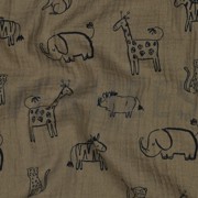 DOUBLE GAUZE SAFARI ANIMALS GREEN (thumbnail) #2